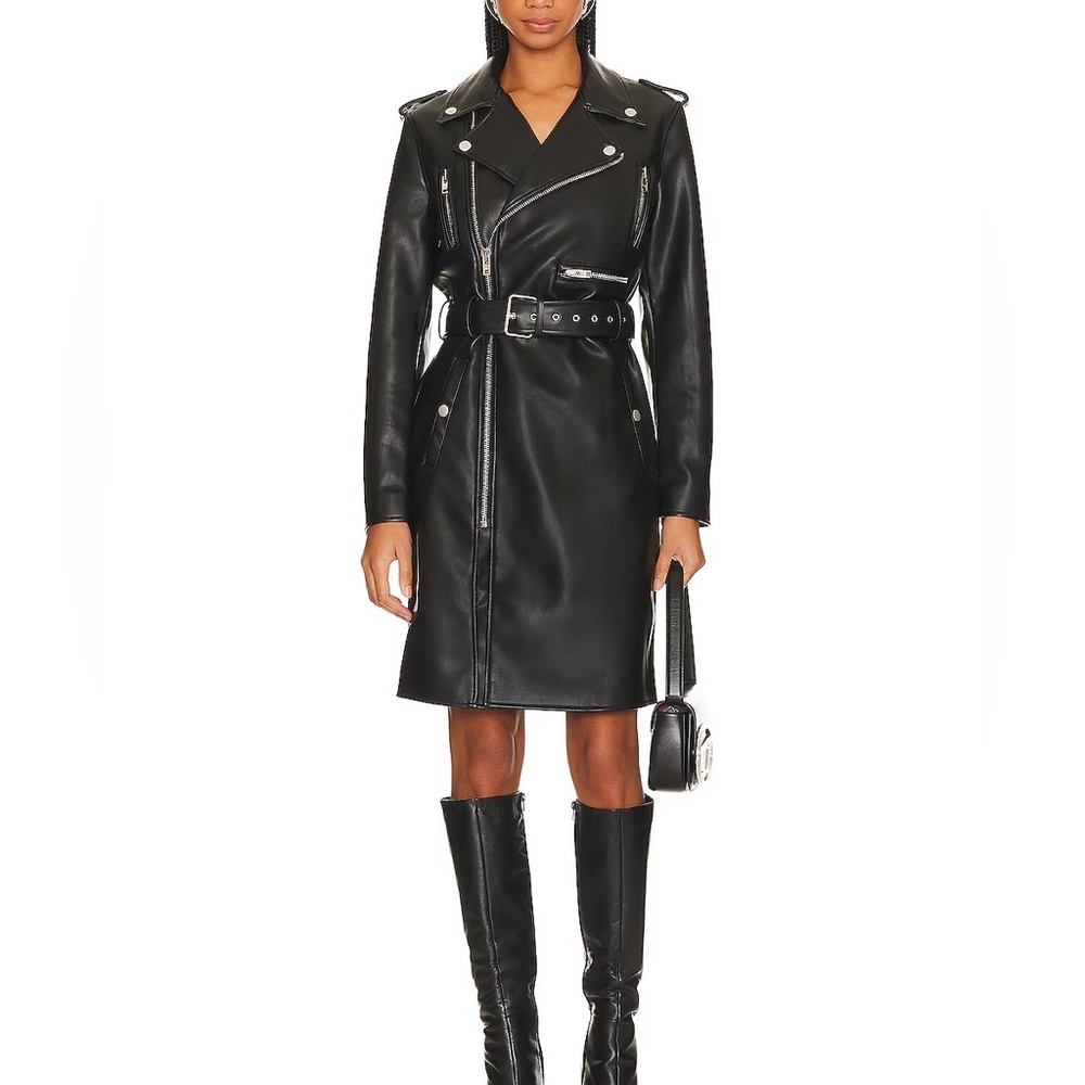MOTHER THE LONG CHOPPER FAUX LEATHER DRESS SIZE SMALL NEW W TAGS  !